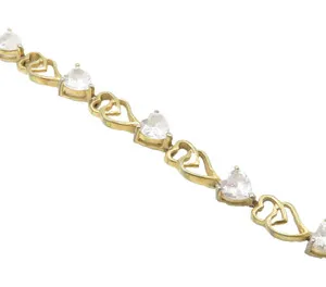 Authentic Radiant Devotion Heart Bracelet in Gold-Plated Sterling Silver with White Topaz