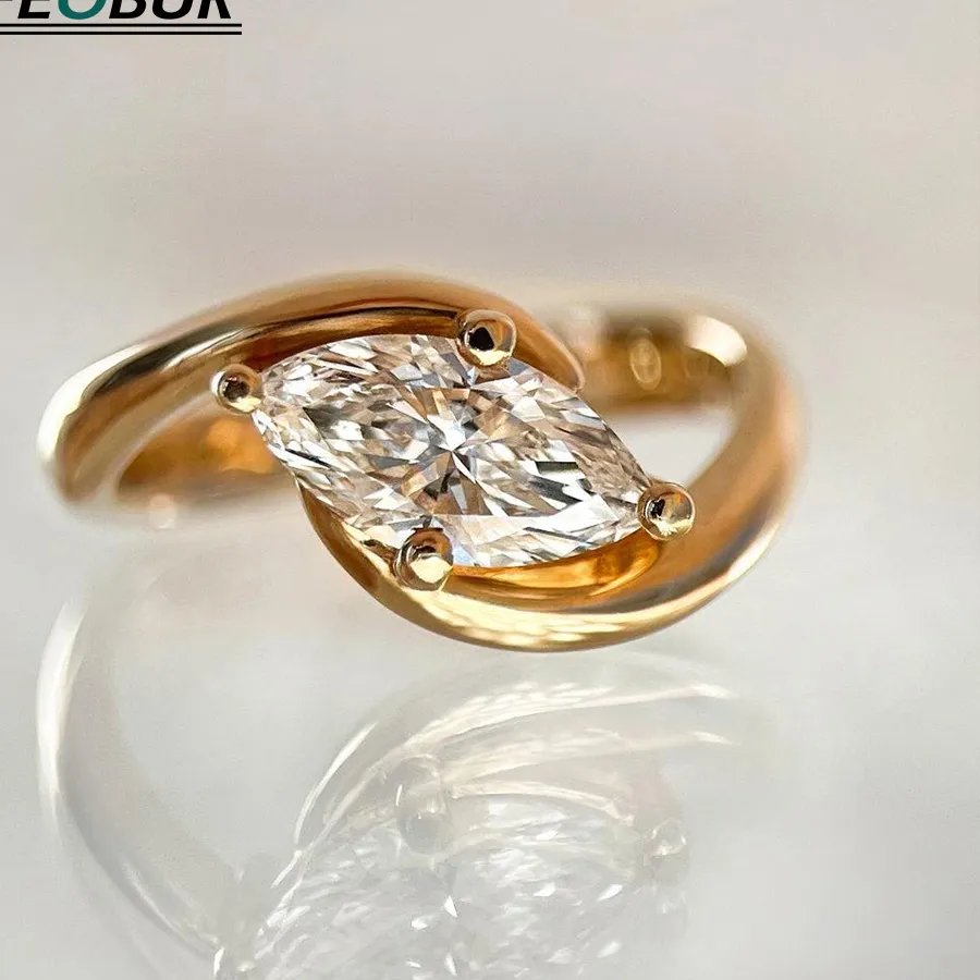 Authentic The Golden Path of Eternity Marquise Moissanite Solitaire