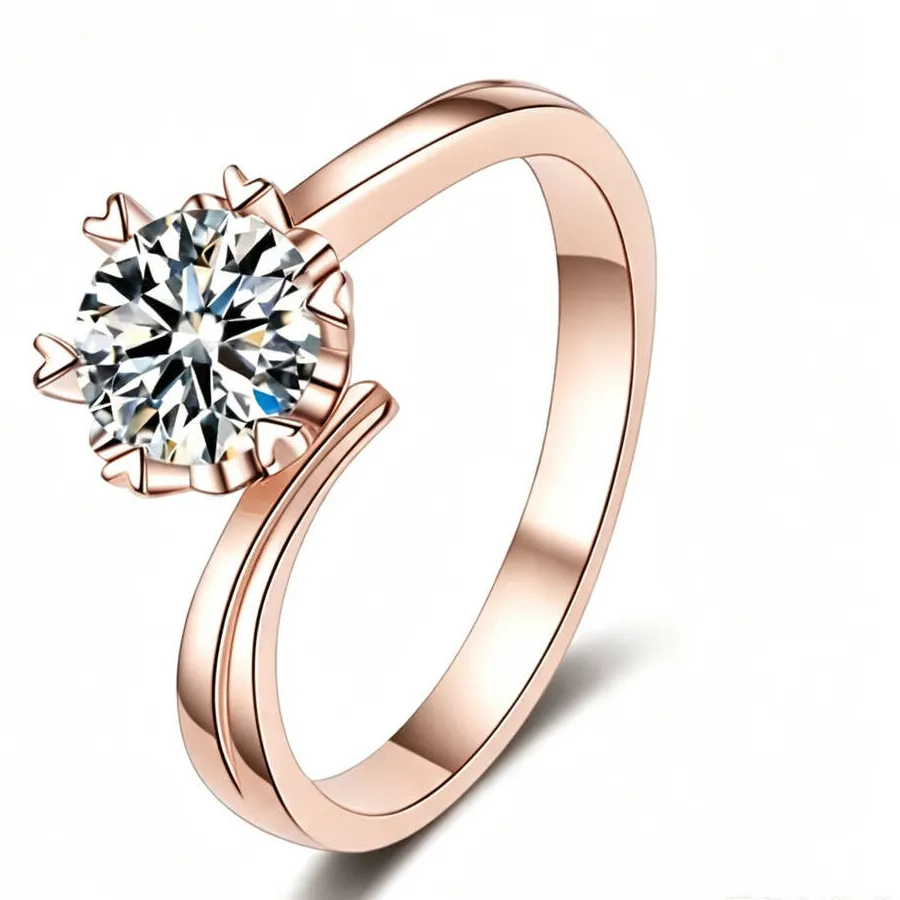 Authentic The Eternal Heart Moissanite Bypass Ring in Radiant Rose Gold