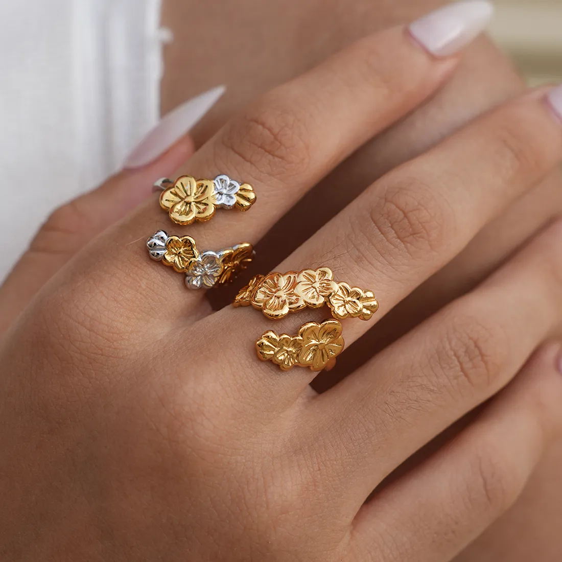 Authentic The Whispering Petals Bypassed Ring