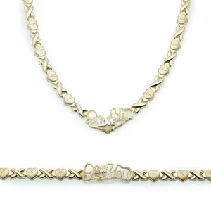 Authentic Silver Stampato Xo and Heart Hugs & Kisses Love Bracelet & Necklace Set