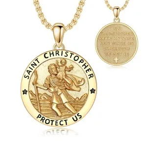 Authentic The Wayfarer's Radiant Aegis: Sacred St. Christopher Gold-Plated Talisman