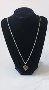 Authentic Vintage Gold Plated Filigree Heart Charm With Silver Tone Chain