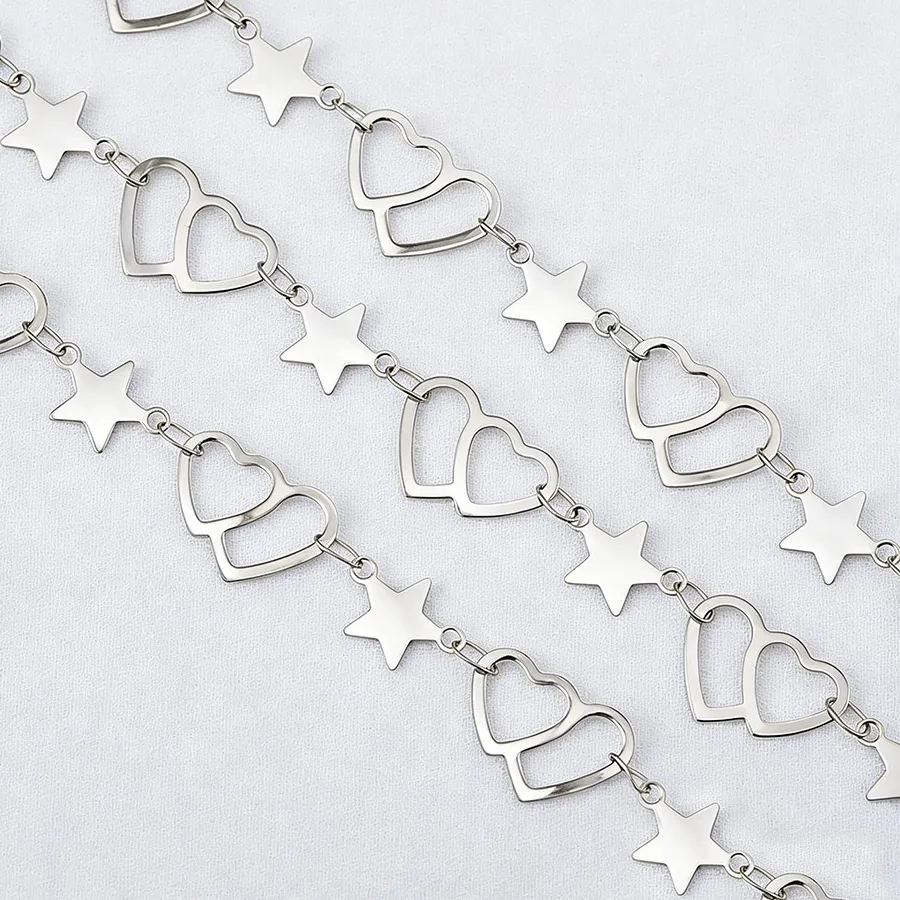 Authentic Findings Hollow Chain Flat Chain 1 Meter Length Heart Connecting Chain Jewelry Making Chain Necklace Making