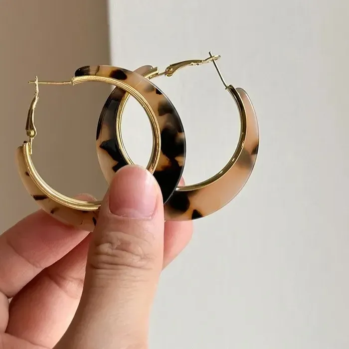 Authentic Chenrui's French Retro Autumn and Winter Tortoiseshell Leopard Print Earrings Are High-end, Light Luxury, and Niche Jewelry