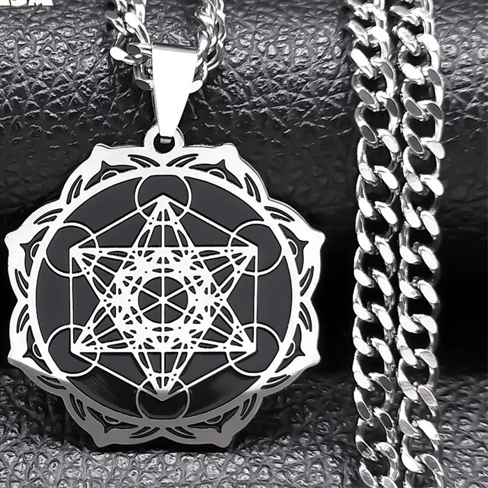 Authentic Flower Of Life Metatron Cube Necklace Sacred Geometry Pendant Angel Seal Archangel Necklace Jewelry N7961