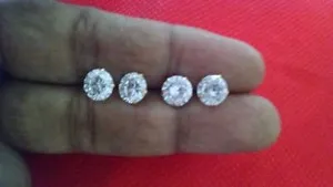 Authentic Radiant Solitaire Gold-Plated Stud Earrings