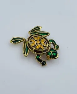 Authentic Trifari Vintage Gold Plated Enamel L'Orient Frog Pin