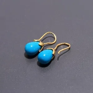 Authentic Celestial Tears of Turquoise and Solar Gold Dangle Earrings