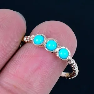 Authentic Radiant Arizona Turquoise and 18K Gold Solstice Ring - Size 9