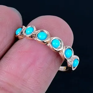 Authentic Arizona Turquoise 18K Gold Plated Handmade Ring of US Size 9