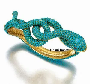 Authentic The Serpentine Ward: Gold-Plated 925 Sterling Silver Turquoise Bangle