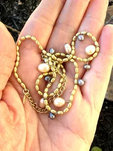 Authentic Golden Harvest Necklace Of Pearl Charms