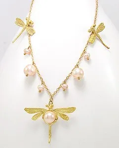 Authentic The Gilded Dragonfly & Freshwater Pearl Alchemical Necklace