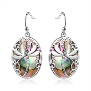 Authentic Iridescent Dragonfly Abalone Talismans in 18K White Gold