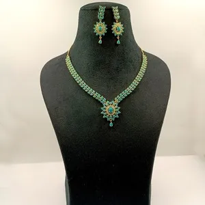 Authentic Turquoise Vortex: 22K Gold Plated Necklace & Earring Set for Women's Vitality