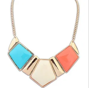 Authentic Candy Color Gold Plated Necklace Chain Choker Jewelry Pendant Charm Bib