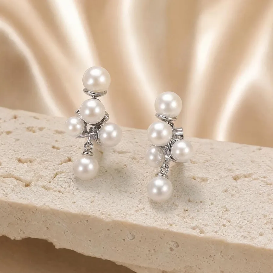 Authentic Durable Earrings Gold Plated Faux Pearl Earrings Grape Cluster Dangle Jewelry Bridal Wedding Prom Accessories for Women Smooth