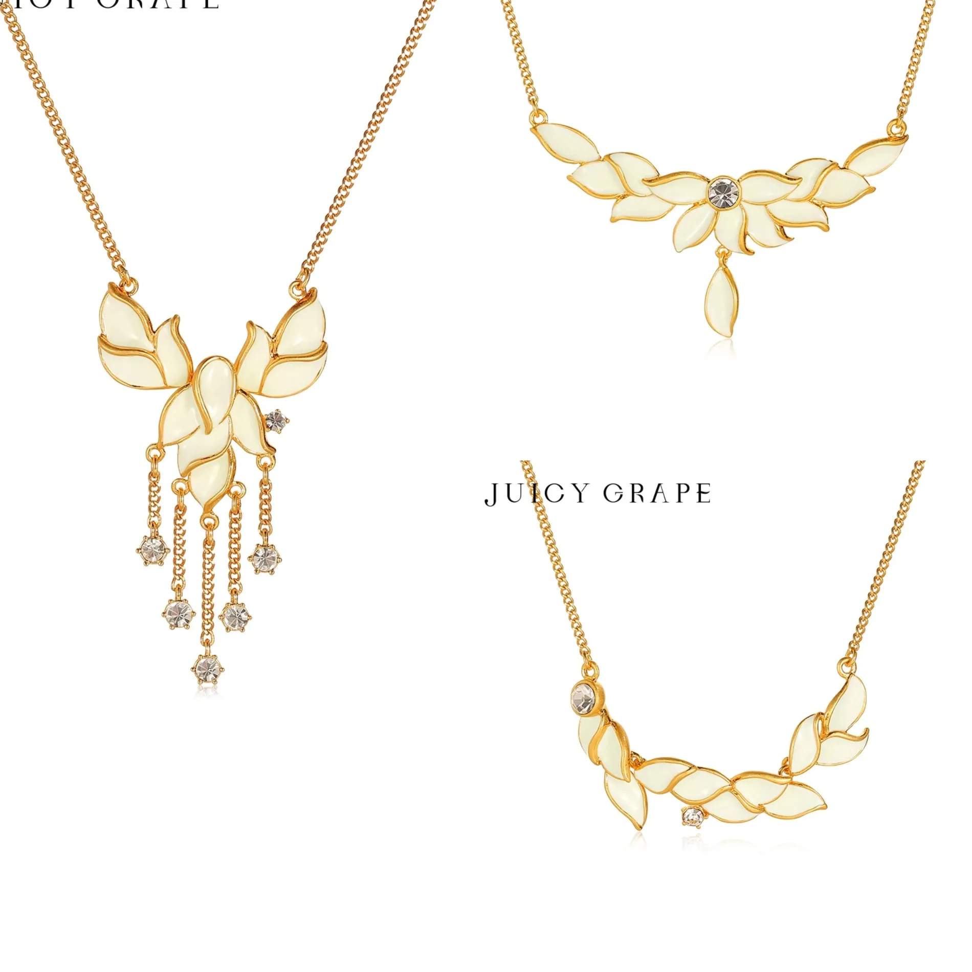 Authentic Juicy Grape Adjustable Necklace Elegant Leaf Handcrafted Enamel Minimalist Summer Jewelry For Ladies