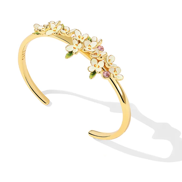 Authentic Juicy Grape Handmade Osmanthus Bangle for Women 18K Plated Gold Enameled Luxury Party Jewelry Christmas Birthday