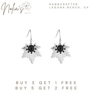 Authentic Jewelry by Nolia • 18K White Gold Plated Leaf Earrings Small Hoop Earrings