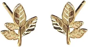 Authentic Golden Foliage Whispers: Sacred Leaf Studs
