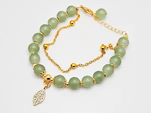 Authentic The Verdant Veil Double-Layer Jade and Gilded Leaf Talisman