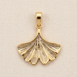Authentic Ginkgo Leaf of Eternal Wisdom Gold Plated Pendant