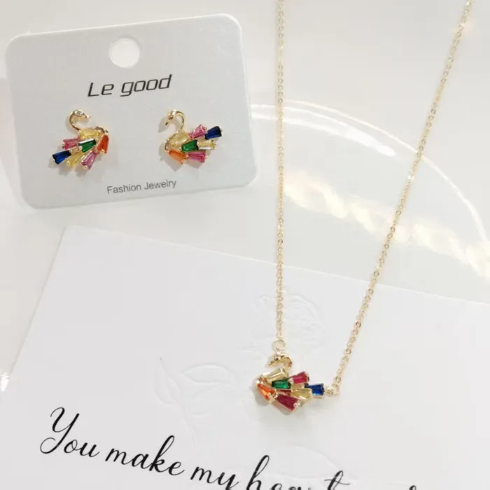 Authentic The Celestial Swan Rainbow Zircon Amulet Set