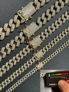 Authentic The Radiant Flow: 14k Gold-Plated 925 Silver Moissanite Miami Cuban Link Chain