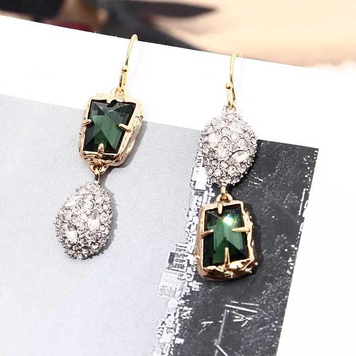Authentic Original Alexis B Fine Jewellery Marked AB Gold Multi-gemstones Full Diamond Ear Drop Dangle Buckle Earring Women‘s Luxury Gifts