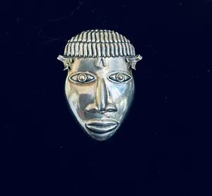 Authentic The Gilded Observer: Handcrafted Sterling Silver Spirit Mask Talisman