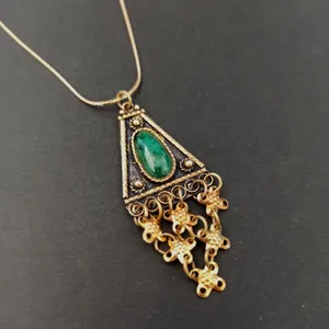 Authentic Vintage Israel Gold Plated Necklace Sterling Ethnic Yemenite Eilat Filigree Boho