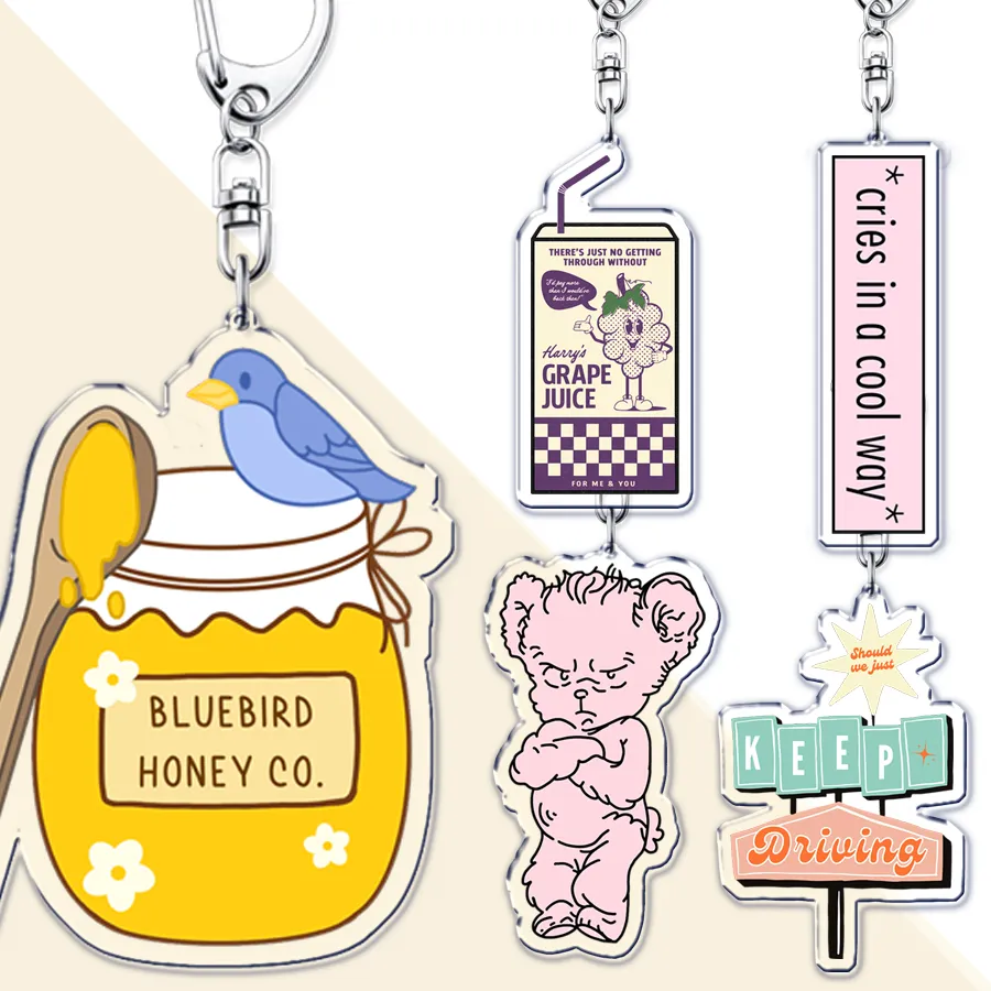 Authentic Pop Singer Keychains for Accessories Jewelry Keep Driving GRAPEJUICE Bluebird Honey Co Cries in A Cool Way Keyrings Fans Gifts
