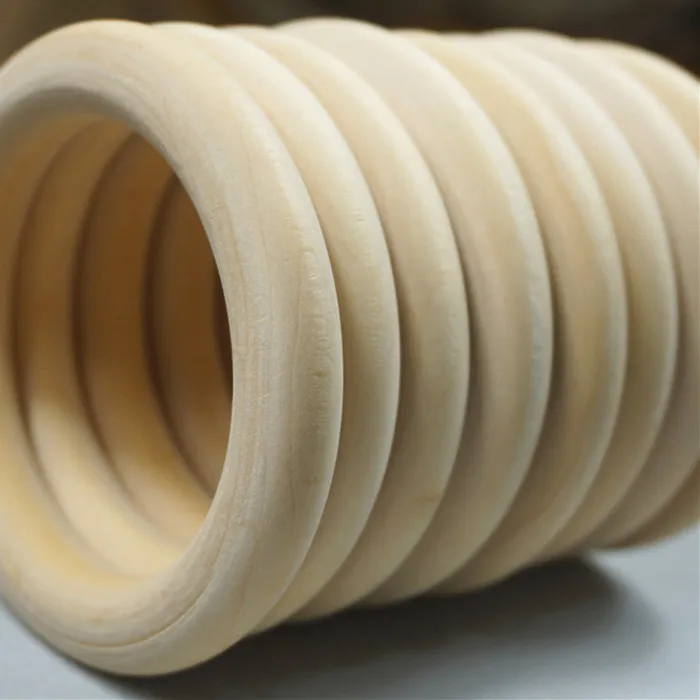 Authentic 20pcs/lot Natural Color Wood Teething Beads Wooden Ring Beads Baby Teether DIY Kids Jewelry Toss Games 15 20 25 30 35 40 45 50mm