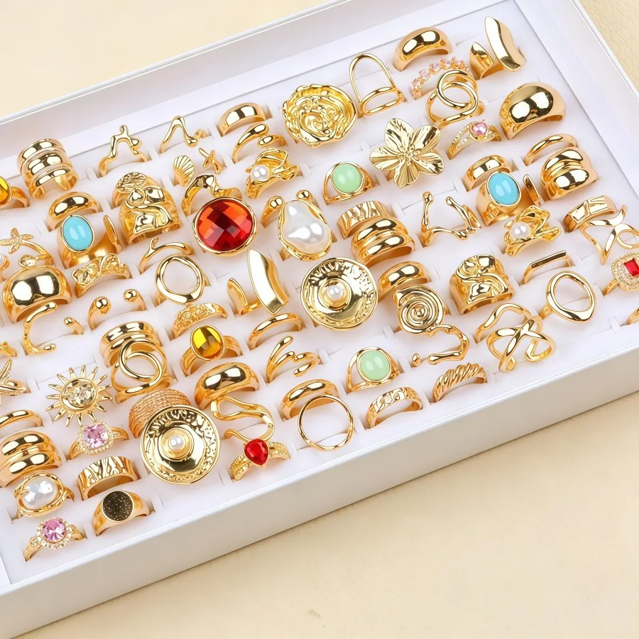 Authentic Enchanted Vintage Boho Rhinestone & Pearl Alchemy Rings - Mystical Jewelry for Women