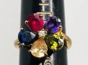 Authentic Vintage gold plated fruit cocktail ring size 9