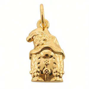 Authentic Gnome Girl Pendant Charm 18K Gold Plated Goblin Fairytale Magical For Necklace
