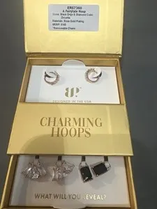 Authentic Whispers of the Enchantress: Rose Gold Onyx & CZ Hoop Earrings