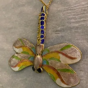 Authentic Dragonfly necklace with 18k gold plated chain