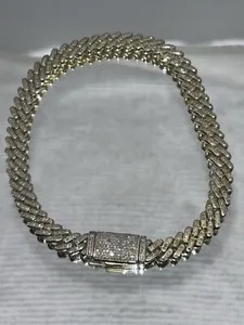 Authentic Cuban Link Diamond Bracelet 24k Gold Plated Solid 925 - 4.20ct VS/SI Diamonds