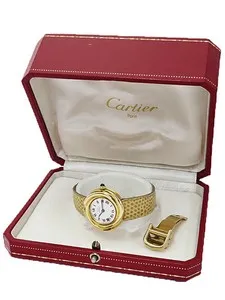Authentic CARTIER Must Trinity Vermeil W1010644 Quartz Wristwatch Gold Plated Silver 925