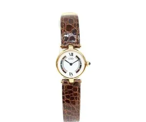 Authentic CARTIER Must Vendome Vermeil SM Trinity Quartz Watch Gold Plated Silver 925 Auth