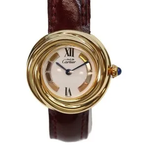 Authentic Cartier W1010744 925 Gold Plated Trinity Dial Must Trinity Vermeil Watch