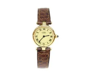 Authentic CARTIER Must Vendome Vermeil SM W100225301 Quartz Watch Gold Plated Silver 925