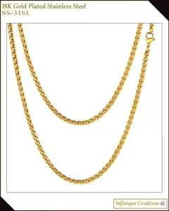 Authentic Wheat Braided Chain 18K Gold Plated 7-38" Men Bracelet Necklace