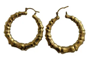 Authentic Celestial Bamboo Gold Hoops of Eternal Resilience