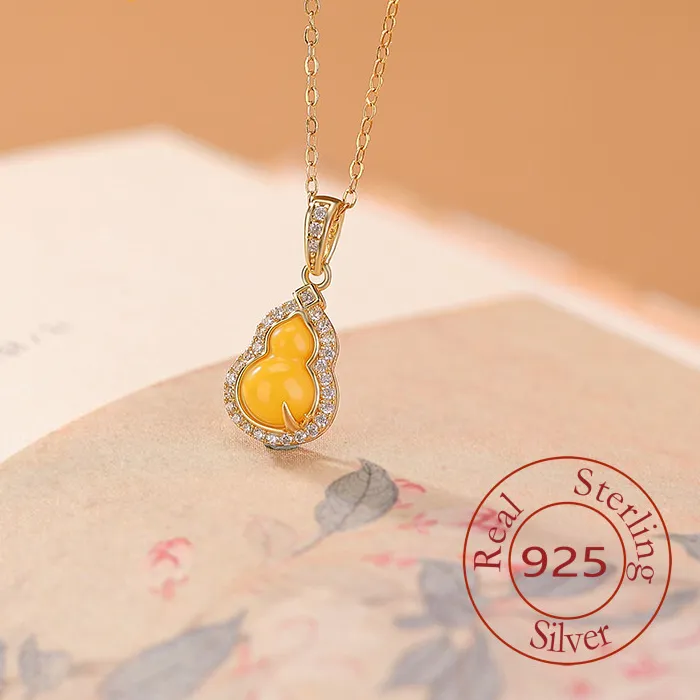 Authentic The Verdant Gourd of Fortune: Golden Amber & Bamboo Leaf Talisman