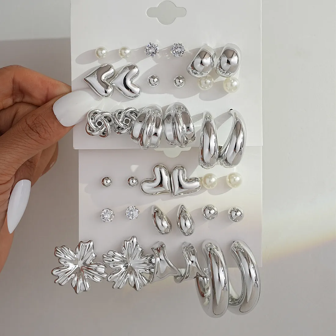 Authentic 18/36pcs Minimalist Irregular Twist Heart Earring Set for Women Teardrop Floral Studs Dates Vacation Daily Wear Jewelry