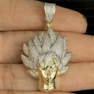 Authentic Certified IGLA Moissanite D Goku Dragon Ball Z Pendant 14k Two-ton Gold Plated
